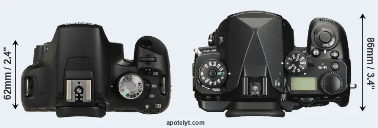 Compare 500D versus K-1 II top