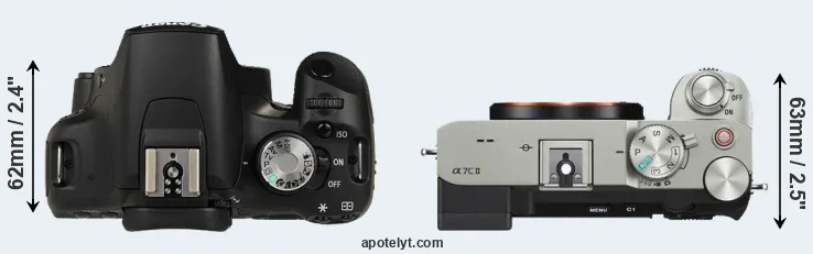 Compare 500D versus A7C II top