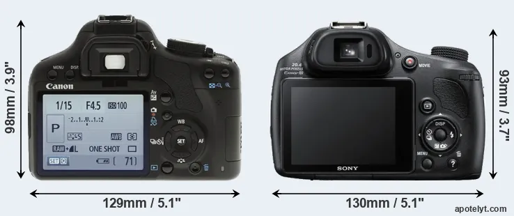 Comparison 500D or HX400V rear