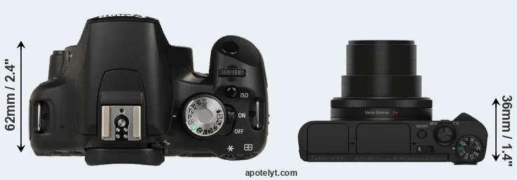 Compare 500D versus HX90V top