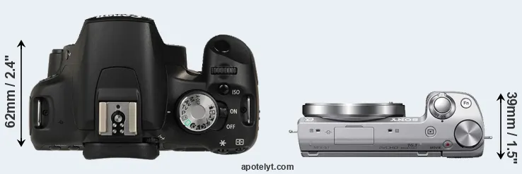 Compare 500D versus NEX-5T top