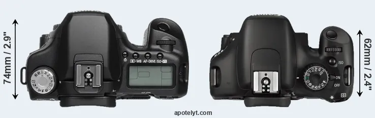 Compare 50D versus 550D top