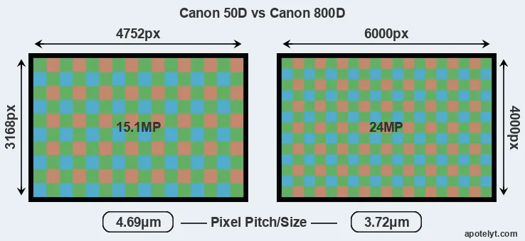 50D versus 800D MP