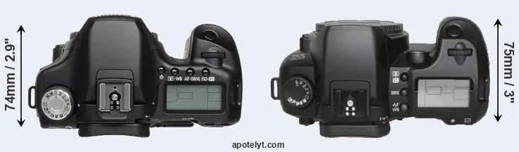 Compare 50D versus D30 top