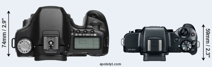 Compare 50D versus M50 top