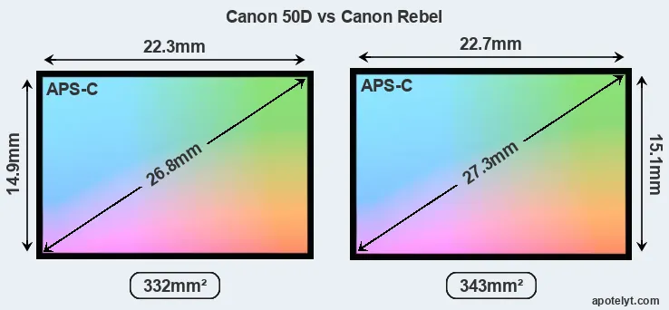 Canon 50D and Canon Rebel sensor measures