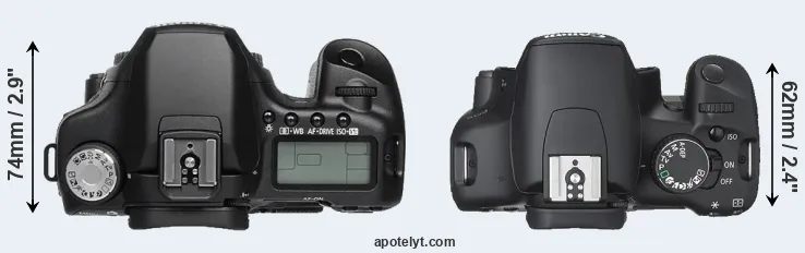 Compare 50D versus XSi top