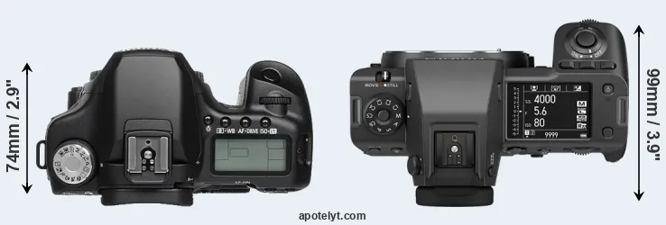 Compare 50D versus GFX 100 II top