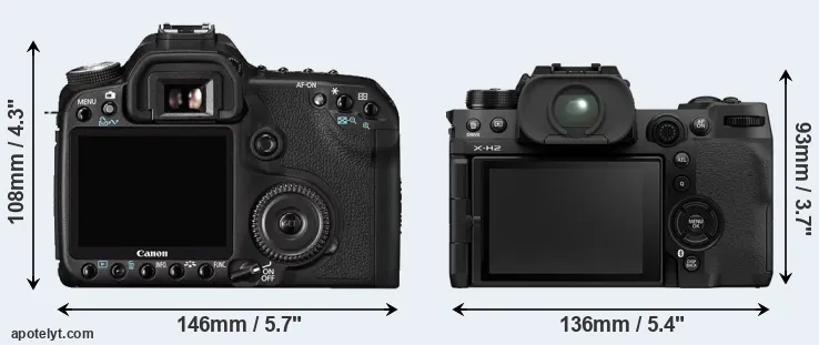 Comparison 50D or X-H2 rear