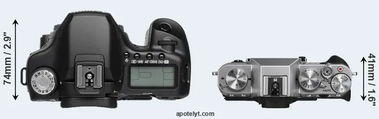 Compare 50D versus X-T10 top
