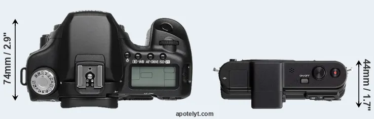 Compare 50D versus V1 top