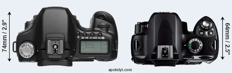 Compare 50D versus D40 top