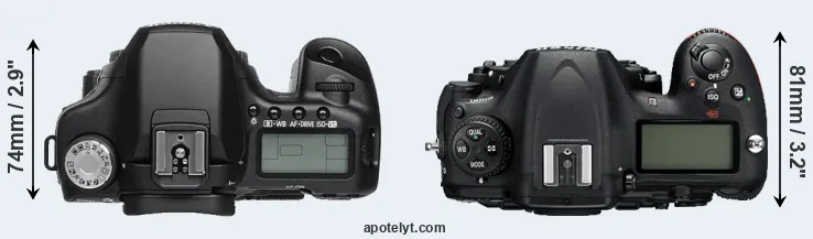 Compare 50D versus D500 top