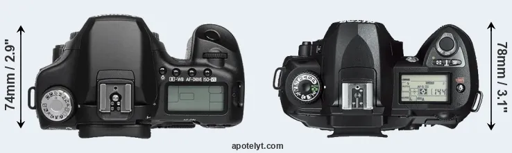 Compare 50D versus D70s top