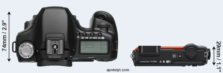 Compare 50D versus W300 top