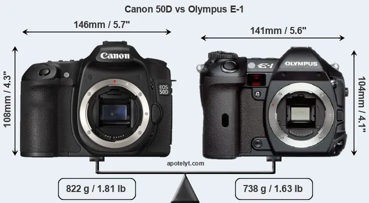 Size Canon 50D vs Olympus E-1