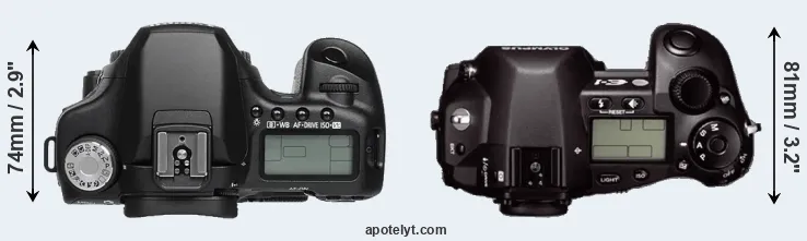 Compare 50D versus E-1 top