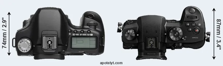 Compare 50D versus GH5 top