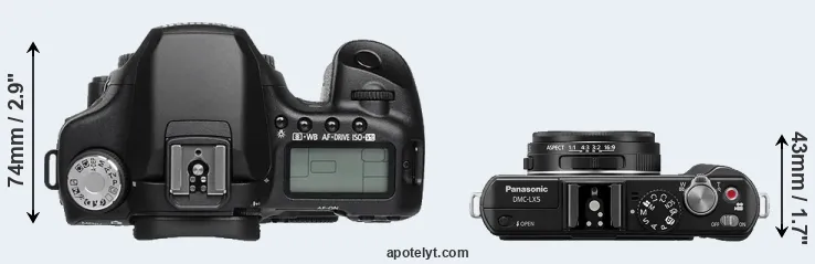 Compare 50D versus LX5 top