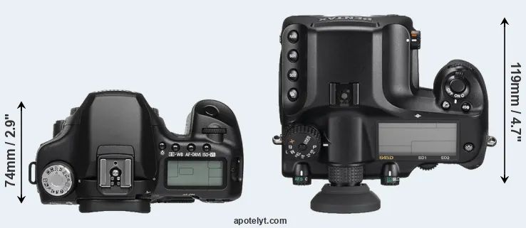 Compare 50D versus 645D top