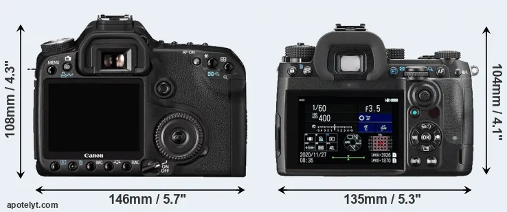 Comparison 50D or K-3 III rear