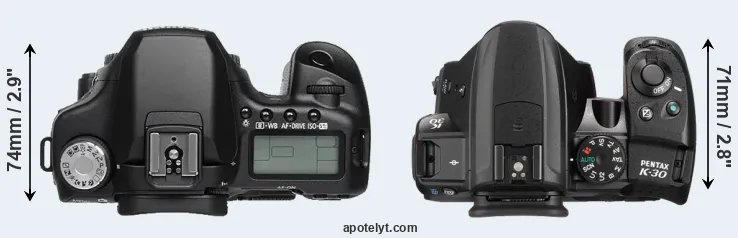 Compare 50D versus K-30 top