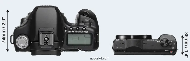 Compare 50D versus A5100 top