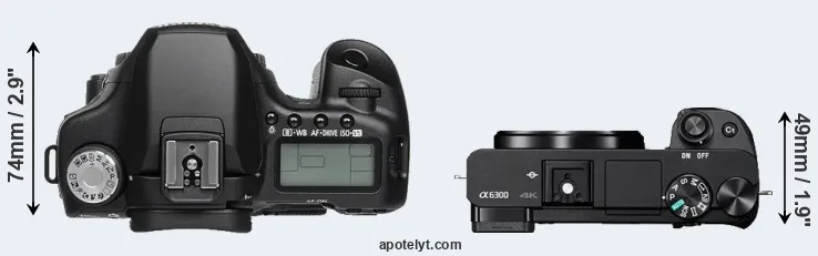Compare 50D versus A6300 top