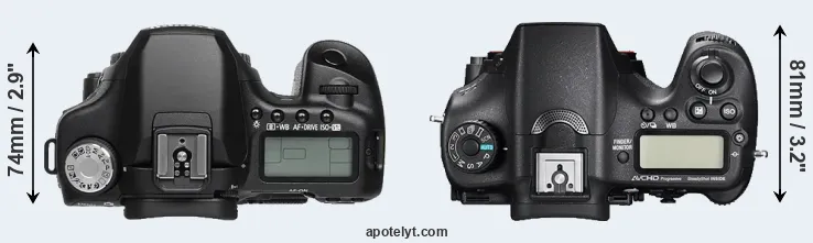 Compare 50D versus A77 II top