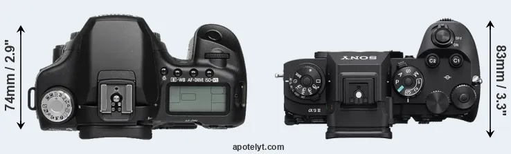 Compare 50D versus A9 III top