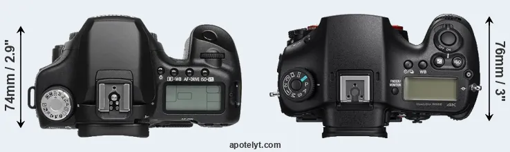 Compare 50D versus A99 II top