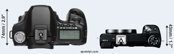 Compare 50D versus NEX-6 top