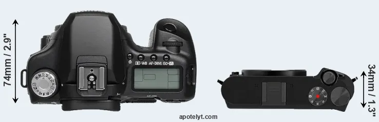 Compare 50D versus M1 top