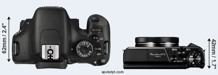 Compare 550D versus G7X Mark II top