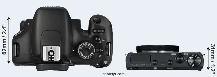 Compare 550D versus G9X Mark II top