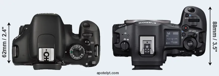Compare 550D versus R5 Mark II top