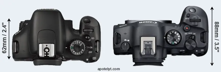 Compare 550D versus R6 Mark II top