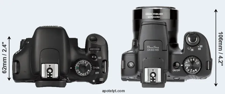 Compare 550D versus SX50 top