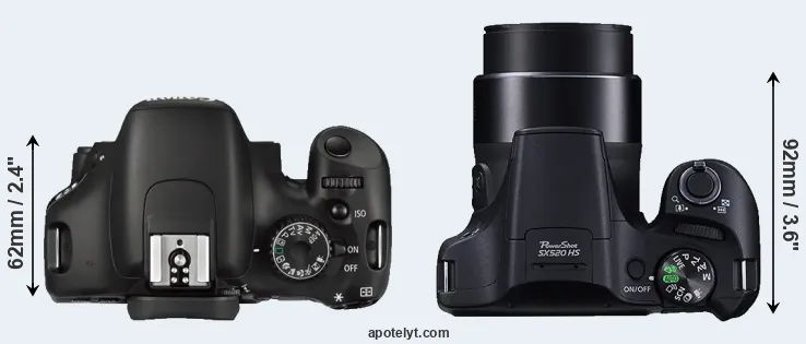 Compare 550D versus SX520 top