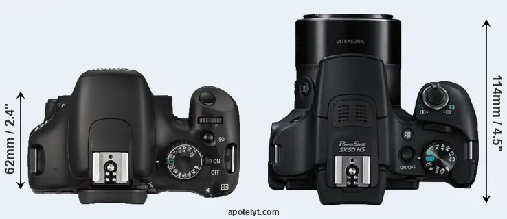 Compare 550D versus SX60 top