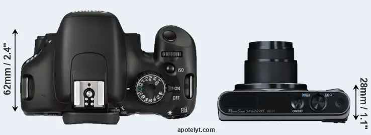 Compare 550D versus SX620 top