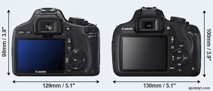 Comparison 550D or T5 rear