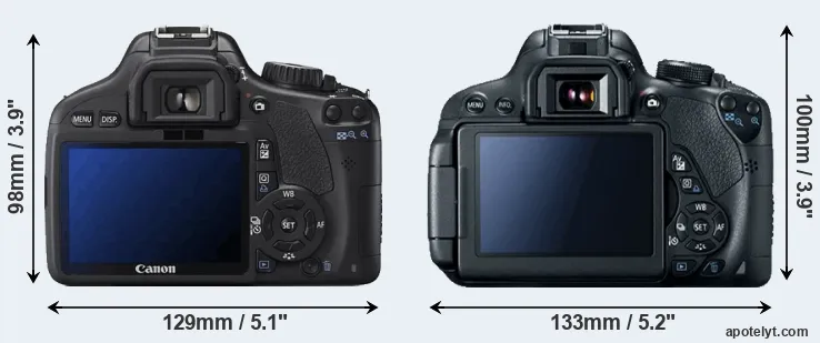 Comparison 550D or T5i rear