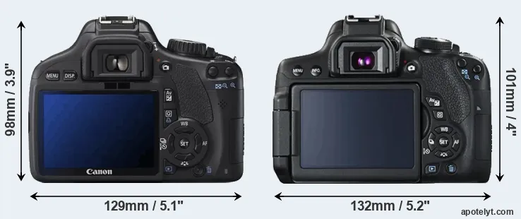 Comparison 550D or T6i rear