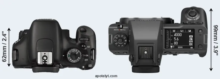 Compare 550D versus GFX 100 II top