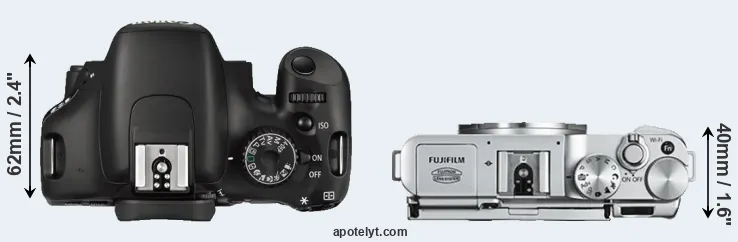 Compare 550D versus X-A2 top