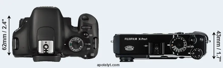 Compare 550D versus X-Pro1 top