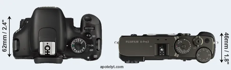 Compare 550D versus X-Pro3 top