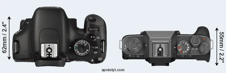 Compare 550D versus X-T200 top