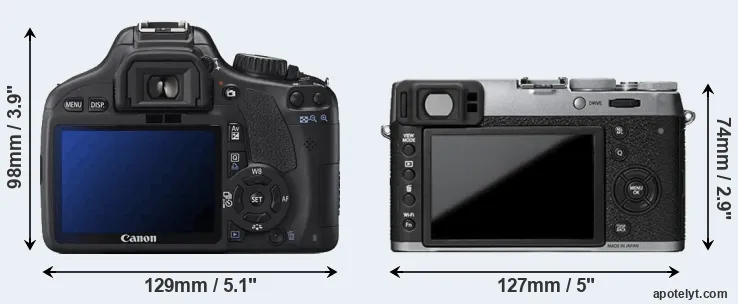 Comparison 550D or X100T rear